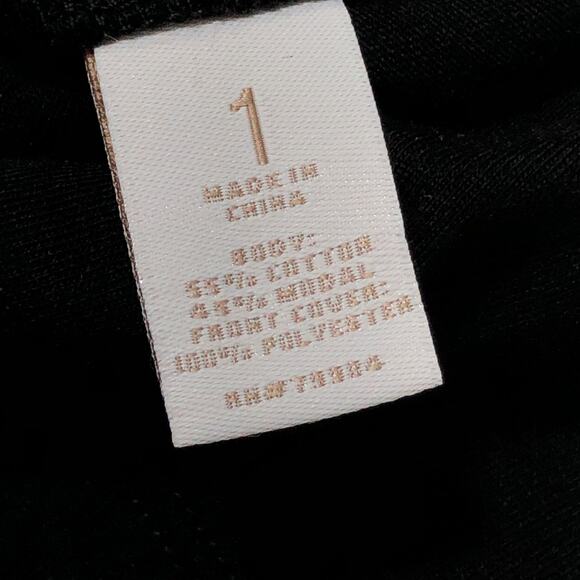 Chicos Size 1 US 8 Knit Top Tiered Layering Tank Blouse Ruffles Black Stretch - Picture 12 of 14